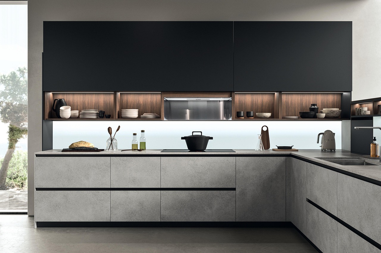 kitchen, cabinets, furniture, interior